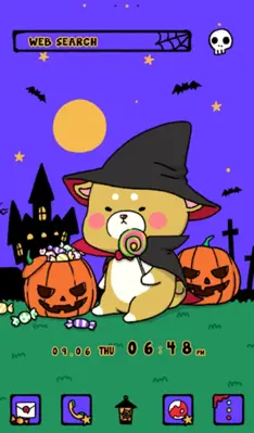 Cute Halloween Shiba Theme android App screenshot 0